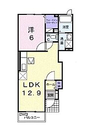 JR予讃線 香西駅 徒歩3分の賃貸アパート 1階1LDKの間取り