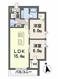 高松琴平電気鉄道長尾線 林道駅 徒歩13分の賃貸アパート 1階2LDKの間取り