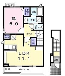 JR予讃線 丸亀駅 5.5kmの賃貸アパート 2階1LDKの間取り