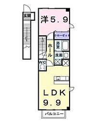 高松琴平電気鉄道長尾線 木太東口駅 徒歩9分の賃貸アパート 2階1LDKの間取り