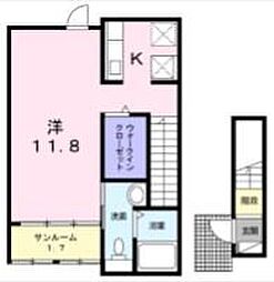 JR予讃線 丸亀駅 徒歩24分の賃貸アパート 2階1Kの間取り