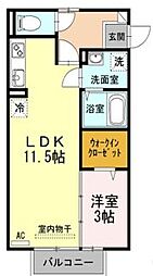 高松琴平電気鉄道長尾線 元山駅 徒歩8分の賃貸アパート 1階1LDKの間取り