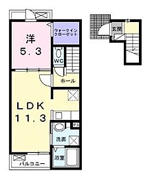 JR予讃線 宇多津駅 3.2kmの賃貸アパート 2階1LDKの間取り