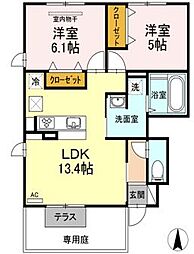 高松琴平電気鉄道志度線 春日川駅 徒歩10分の賃貸アパート 1階2LDKの間取り