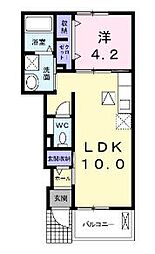 カーサ・クレイドル2 1LDKの間取図画像
