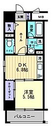 アルファレガロ中央町 1DKの間取図画像