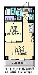 パークサイドヒルズ伏石 1LDKの間取図画像