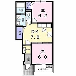 グランデカーサH 2DKの間取図画像