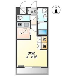 アンベリール南 1Kの間取図画像
