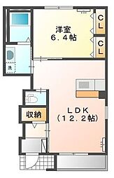 シエロモンターニュ 1LDKの間取図画像