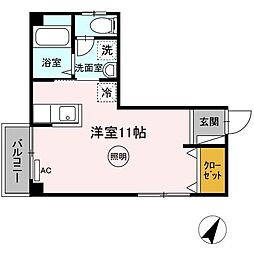 フジミハイツ ワンルームの間取図画像
