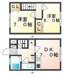 レオパレス高木 2DKの間取図画像