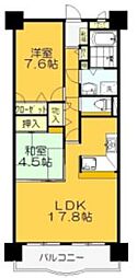 サントノーレ高松中央弐番館 2LDKの間取図画像