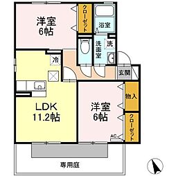 サンライズ 2LDKの間取図画像