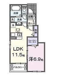 坂出市池園町アパート 1LDKの間取図画像