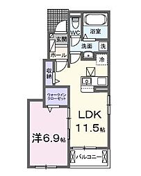 坂出市池園町アパート 1LDKの間取図画像