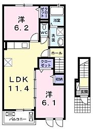 ポムドテールT1 2LDKの間取図画像