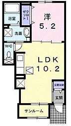 アンフィニプレジール 1LDKの間取図画像