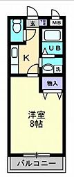 クレールオゴ 1Kの間取図画像