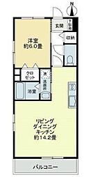 エバーグリーン 1LDKの間取図画像