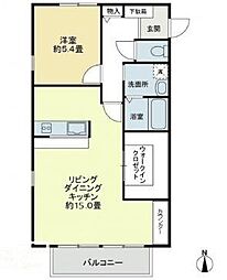 フォブール由良 1LDKの間取図画像
