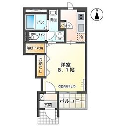 キャトル・セゾン2 1Kの間取図画像