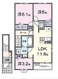 綾歌郡宇多津町長縄手アパート 3LDKの間取図画像
