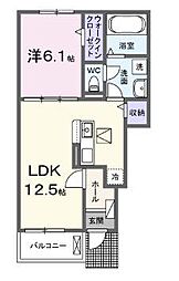 丸亀市今津町アパート 1LDKの間取図画像