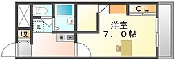 レオパレス楓 1Kの間取図画像