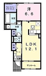 Sキャメロン2 1LDKの間取図画像