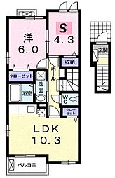 ロイヤルパーク2 1SLDKの間取図画像