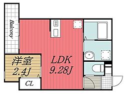 JR総武線 千葉駅 徒歩24分の賃貸アパート 2階1LDKの間取り