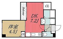 JR内房線 本千葉駅 徒歩4分の賃貸マンション 1階1DKの間取り