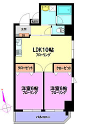 ダイヤモンドコート 2LDKの間取図画像
