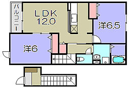 レインボー宝積 2LDKの間取図画像