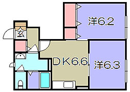 メリーディエース1 2DKの間取図画像