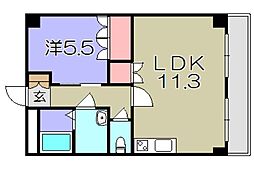 テンプルリバー 1LDKの間取図画像