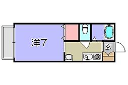 フローラルヤングハイツ 1階1Kの間取り