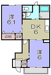 ピエ・デル・モンテ 2DKの間取図画像