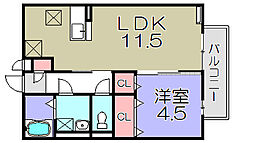 セジュールアースマーシ3 1LDKの間取図画像