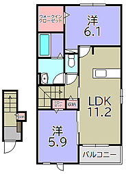 フォレスト八日市2A 2LDKの間取図画像