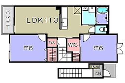 @八日市 2LDKの間取図画像