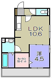 シャルール 1LDKの間取図画像