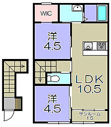 グッドライフステージ後三条A 2階2LDKの間取り
