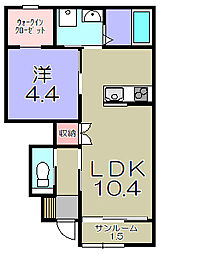 グッドライフステージ中野A 1階1LDKの間取り