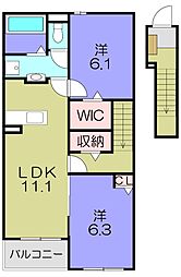 バンブ- オン 2LDKの間取図画像
