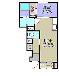 近江鉄道八日市線 新八日市駅 徒歩4分の賃貸アパート 1階1LDKの間取り
