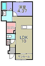 近江鉄道八日市線 新八日市駅 徒歩4分の賃貸アパート 1階1LDKの間取り