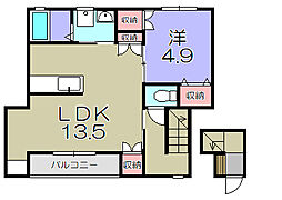 グッドライフステージ小泉 2階1LDKの間取り