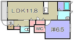 パルメーラ東近江 1LDKの間取図画像